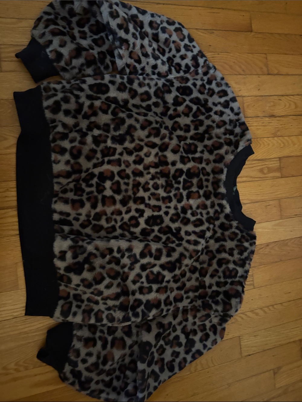 Girls' Leopard Print Faux-Fur Sweatshirt - Brown/Black